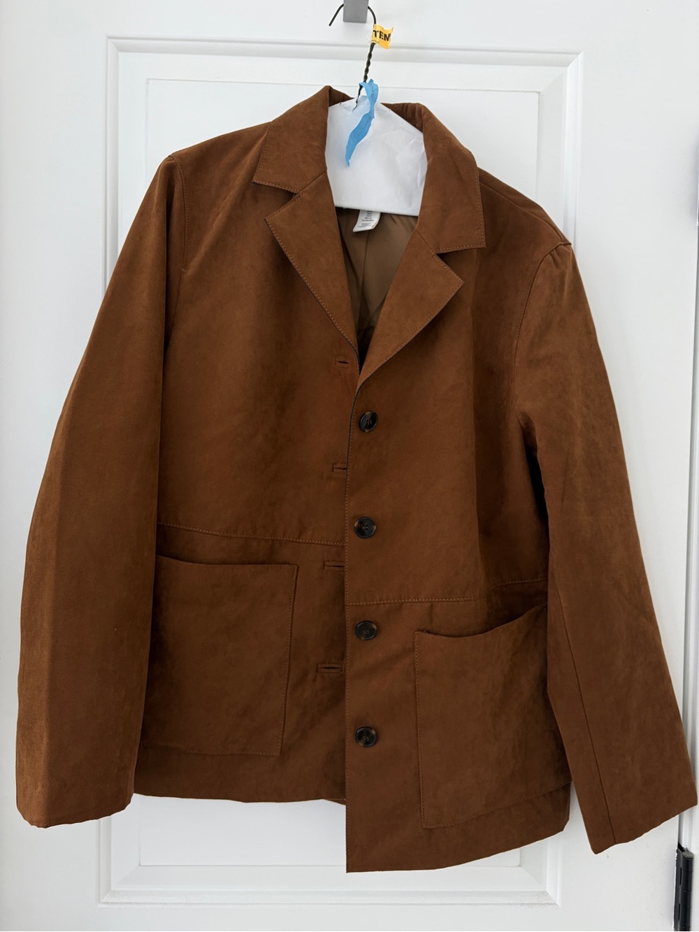 H&M Women's Tan Suede Button-Front Shirt Jacket - Picture 2 of 6